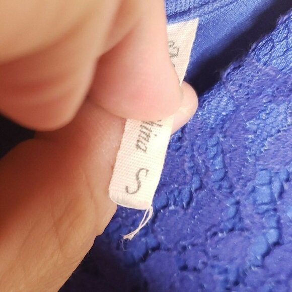 Francesca Womens Blue Lacey Sleeveless Dress Small - Picture 8 of 9